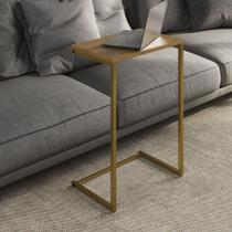 Mesa Lateral De Apoio de Sofá Charmme Ferro Dourado 70cm Industrial Elegante