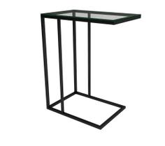 Mesa Lateral De Apoio Elena preto tampo de vidro