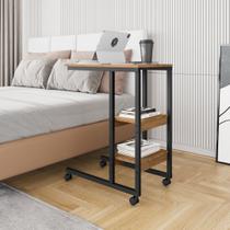 Mesa Lateral de Apoio Industrial com Rodízio Fit Yescasa Marrom Mesa Lateral de Apoio Industrial com Rodízio Fit Yescasa Marrom