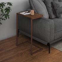 Mesa Lateral de Apoio Industrial Sofá Charmme Ferro Cobre e Tampo Amêndoa Mesa Lateral de Apoio Industrial Sofá Charmme Ferro Cobre e Tampo Amêndoa