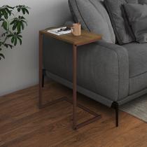 Mesa Lateral de Apoio Industrial Sofá Charmme Ferro Cobre e Tampo Freijó Mesa Lateral de Apoio Industrial Sofá Charmme Ferro Cobre e Tampo Freijó