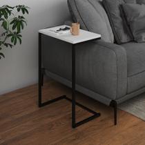 Mesa Lateral de Apoio Industrial Sofá Charmme Ferro Preto e Tampo Branco Mesa Lateral de Apoio Industrial Sofá Charmme Ferro Preto e Tampo Branco