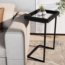Mesa Lateral de Apoio JB 4774 com Espelho me pé de Aço - Preto/Preto