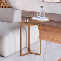 Mesa Lateral de Apoio Orgânica 55cm c/ 2 Tampos e Pés em Aço