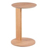 Mesa Lateral de Apoio Orgânica Chanfrada Artesano 35 cm (Larg) MDP Hanover (Mel) Pés Madeira Maciça