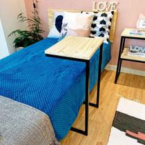 Mesa Lateral de Apoio para Sofá Style Industrial de Ferro e Madeira Natural e Preto Mesa Lateral de Apoio para Sofá Style Industrial de Ferro e Madeira Natural e Preto