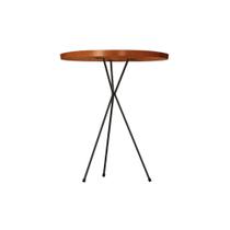 Mesa Lateral de Apoio Redonda com tampo em Pinus 38cm x 45cm Aramada em Metal Preto Mesa Lateral de Apoio Redonda com tampo em Pinus 38cm x 45cm Aramada em Metal Preto