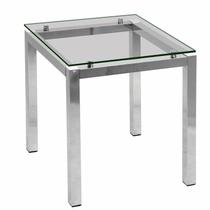 Mesa Lateral de Canto em Aço 54 X 59 Cm Design Moderno Prata Cromado
