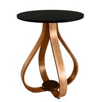 Mesa Lateral de Canto pé Cebola 60cm Castanho com Vidro