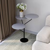 Mesa Lateral de Canto Trieste 65cm 57cm X 57 Cm Cinza Fendy/Preto