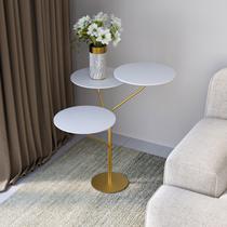 Mesa Lateral de Canto Trieste 65cm X 57cm Branco/Dourado Mesa Lateral de Canto Trieste 65cm X 57cm Branco/Dourado