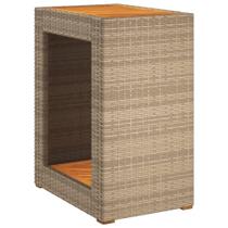 Mesa lateral de pátio vidaXL Bege Poly Rattan e madeira de acácia Mesa lateral de pátio vidaXL Bege Poly Rattan e madeira de acácia