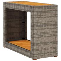 Mesa lateral de pátio vidaXL com tampo de madeira Poly Rattan Grey Mesa lateral de pátio vidaXL com tampo de madeira Poly Rattan Grey