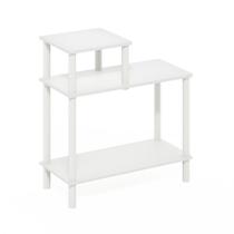 Mesa lateral de sofá Furinno Turn-N-Tube de 3 camadas retangular branca