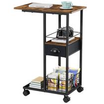 Mesa lateral de sofá Sonyabecca em forma de C com gaveta e armazenamento