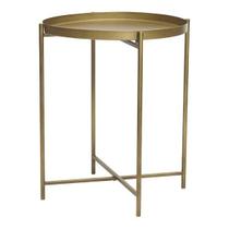 Mesa Lateral Decorativa Multiuso Em Metal Com Bandeja Removível