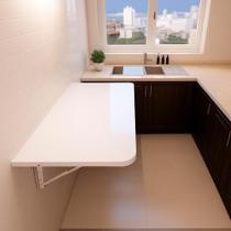 Mesa Lateral Dobrável De Parede 100x50 em MDF Trava de Segurança Cozinha Sala Retrátil para Estudos