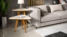 Mesa Lateral e Apoio 3 Pontas Pés Madeira Off / Freijó - Comprar Moveis em Casa Mesa Lateral e Apoio 3 Pontas Pés Madeira Off / Freijó - Comprar Moveis em Casa