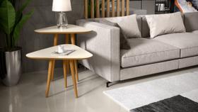 Mesa Lateral e Apoio 3 Pontas Plus Pés Palito Off / Freijó - Comprar Moveis para sua Casa