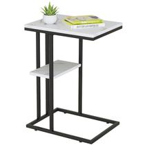 Mesa Lateral Easy Paws em C Dourada com Mármore Branco 40x30x59cm Mesa Lateral Easy Paws em C Dourada com Mármore Branco 40x30x59cm