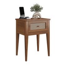Mesa Lateral em Madeira Maciça 1 Gaveta Viena Amêndoa Mesa Lateral em Madeira Maciça 1 Gaveta Viena Amêndoa