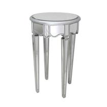 Mesa Lateral Espelhada Madeira Prata Fino Acabamento Mesa Lateral Espelhada Madeira Prata Fino Acabamento