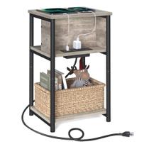 Mesa lateral: estação de carregamento VASAGLE de 3 camadas com USB Greige