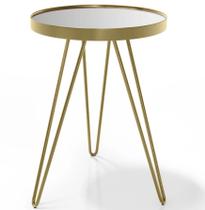 Mesa Lateral Estilo Industrial Tripé Linea Com Espelho e Base De Aço