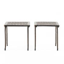 Mesa lateral externa Benjara Lyra, pernas de cabriole, alumínio marrom, 18 polegadas Mesa lateral externa Benjara Lyra, pernas de cabriole, alumínio marrom, 18 polegadas