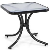 Mesa lateral externa Giantex com tampo de vidro temperado e estrutura de metal Mesa lateral externa Giantex com tampo de vidro temperado e estrutura de metal