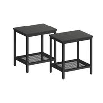 Mesa lateral externa KAAPSAM de 2 níveis resistente às intempéries, preta Mesa lateral externa KAAPSAM de 2 níveis resistente às intempéries, preta