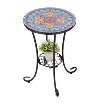 Mesa lateral externa VCUTEKA 36cm Mosaic Tile Blue
