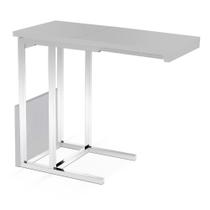 Mesa Lateral Frankfurt Univ Extensível 50 cm a 85 cm Tampo Madeira Vidro Colado Off White Brilhante