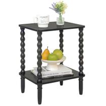 Mesa lateral Fultyle Black, prateleira de 2 camadas, mesa de cabeceira vintage