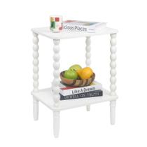 Mesa lateral Fultyle Mesa final branca com prateleira de armazenamento