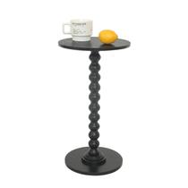 Mesa lateral Fultyle, redonda, pequena, para bebidas, preta