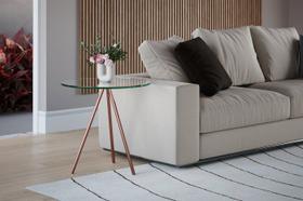 Mesa Lateral Gabriela Cobre Tampo de Vidro Mesa Lateral Gabriela Cobre Tampo de Vidro