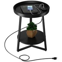 Mesa lateral Gadroad Round com estação de carregamento e portas USB Mesa lateral Gadroad Round com estação de carregamento e portas USB