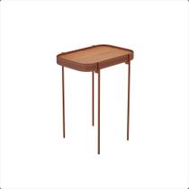 Mesa Lateral Grande Melin 70x37 Nature Com Pes Metal Cobre Retangular Mesa Lateral Grande Melin 70x37 Nature Com Pes Metal Cobre Retangular