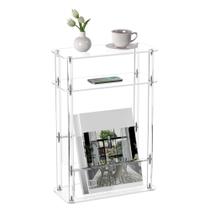 Mesa lateral HMYHUM acrílico estreita de 3 camadas transparente para espaços pequenos Mesa lateral HMYHUM acrílico estreita de 3 camadas transparente para espaços pequenos