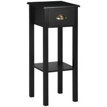 Mesa lateral HOMCOM de 2 camadas com gaveta e prateleira inferior preta