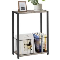 Mesa lateral Homleke Narrow com porta-revistas cinza Mesa lateral Homleke Narrow com porta-revistas cinza