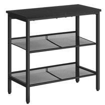 Mesa lateral HOOBRO preta de metal de 3 camadas com prateleiras ajustáveis Mesa lateral HOOBRO preta de metal de 3 camadas com prateleiras ajustáveis