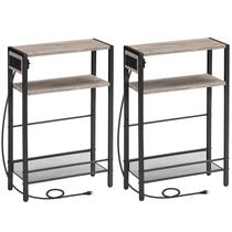 Mesa lateral HOOBRO Small Narrow com estação de carregamento, conjunto de 2