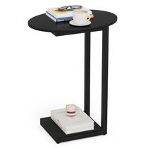 Mesa lateral Hosfais Mesa de café de madeira em forma de C (preta) Mesa lateral Hosfais Mesa de café de madeira em forma de C (preta)