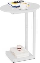 Mesa lateral Hosfais Mesa de café oval em forma de C (branca)