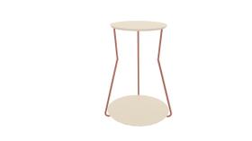 Mesa Lateral Industrial 2 Andares Base Cobre e Tampo Off White De Canto Redonda