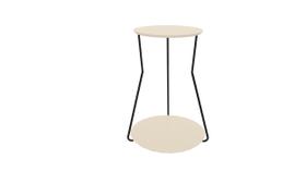 Mesa Lateral Industrial 2 Andares Base Preta e Tampo Off White De Canto Redonda