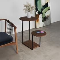 Mesa Lateral Industrial Ferro Preto Redondo Cibele Amêndoa Mesa Lateral Industrial Ferro Preto Redondo Cibele Amêndoa