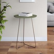 Mesa Lateral Industrial Gávea com 50 cm - Verde Musgo/Dourado Mesa Lateral Industrial Gávea com 50 cm - Verde Musgo/Dourado